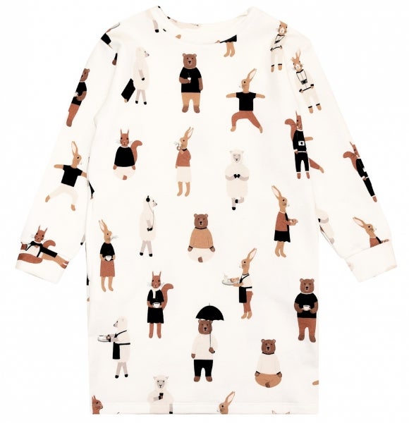 Hebe - Sweatshirt Dress, White Animals