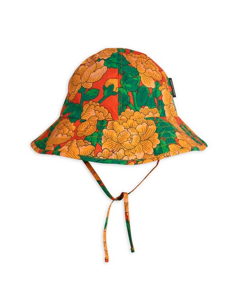 Mini Rodini - Peonies woven sun HAT, Red
