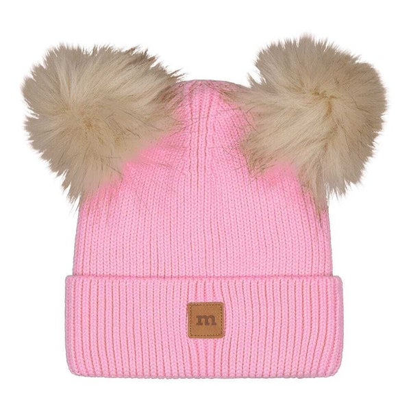METSOLA - DOUBLE FUR POM BEANIE, PINKIE