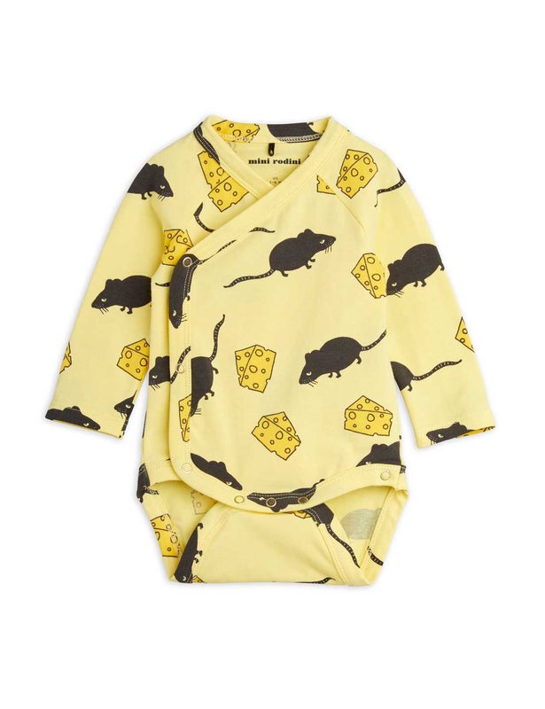 Mini Rodini - Mouse aop wrap body, Yellow