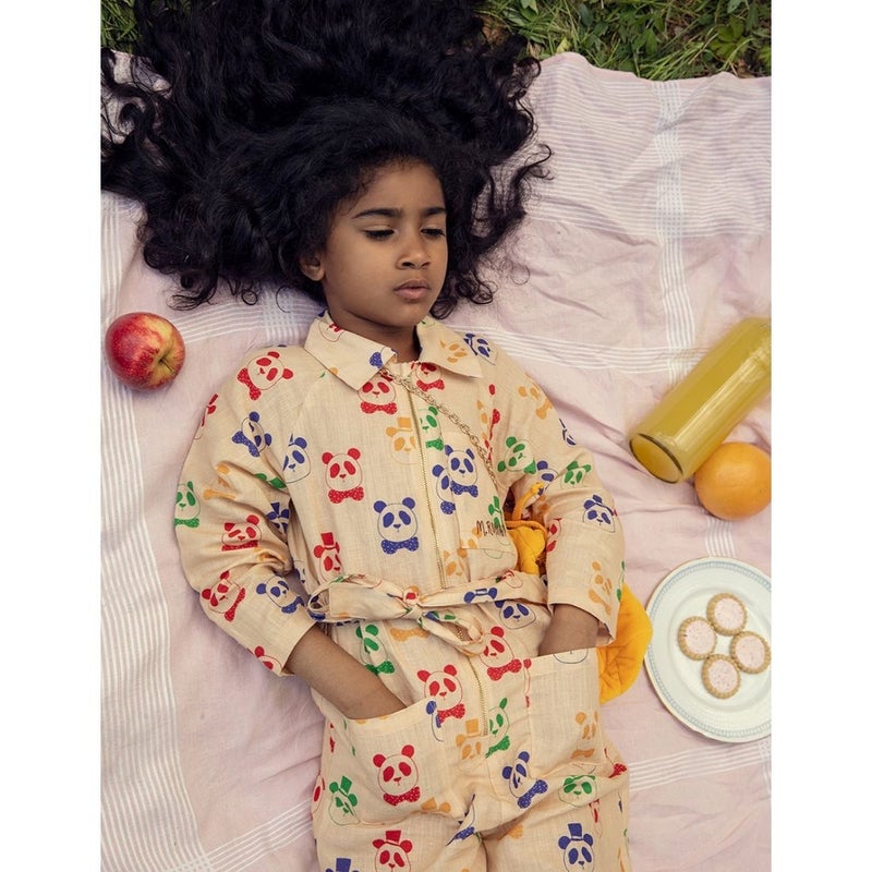 Mini Rodini - Panda woven jumpsuit, Beige