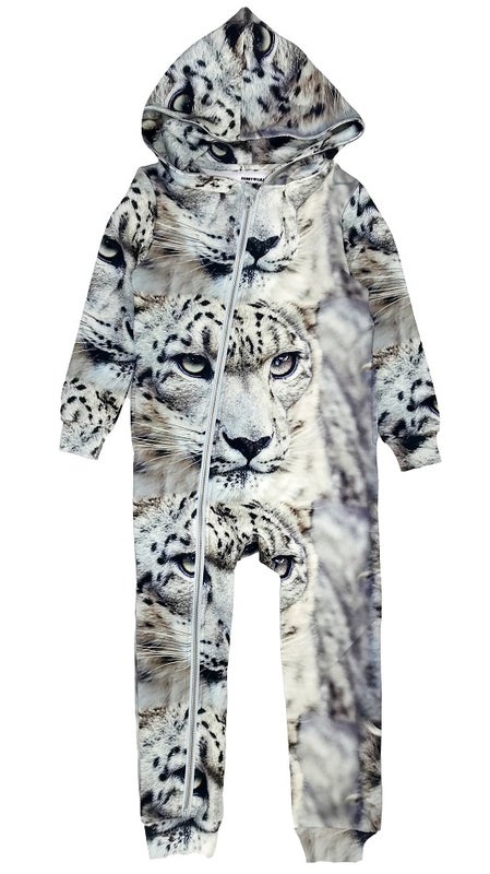 Romey Loves Lulu - Zipper Hooded Romper Snow Leopard