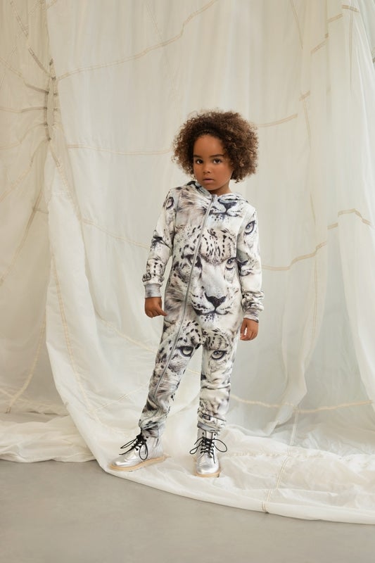 Romey Loves Lulu - Zipper Hooded Romper Snow Leopard