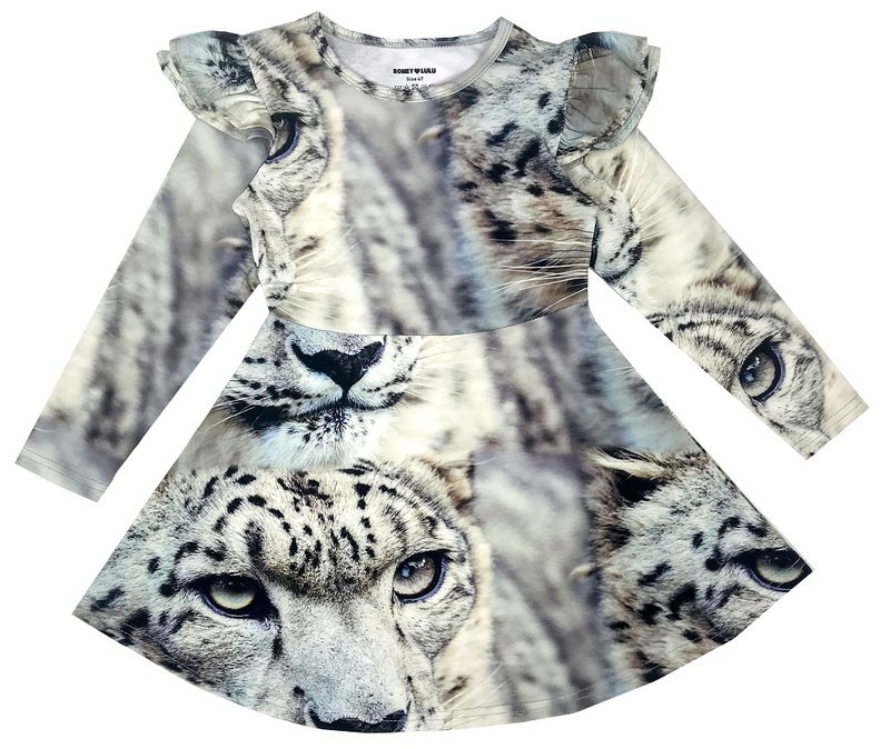 Romey Loves Lulu - Ruffle Dress Snow Leopard