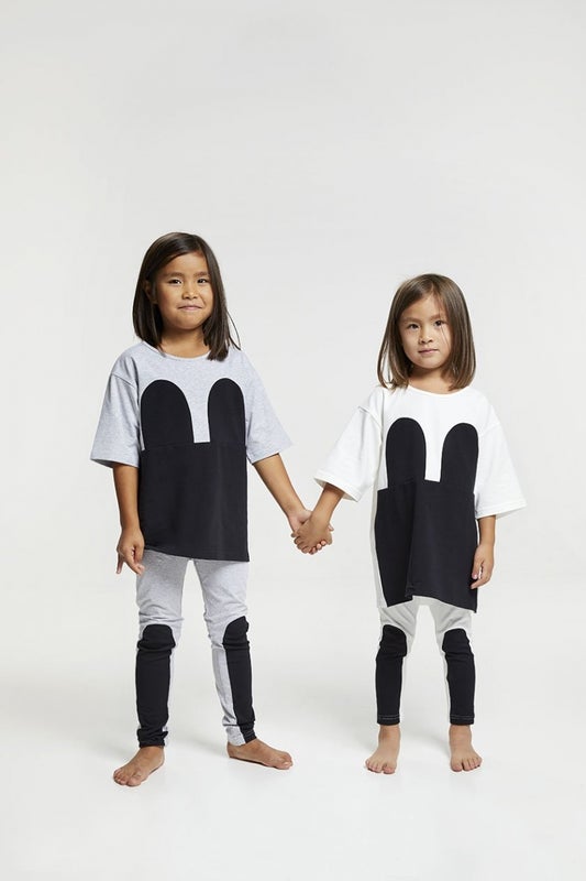 R/H - Kid's Mickey leggings, offwhite/black