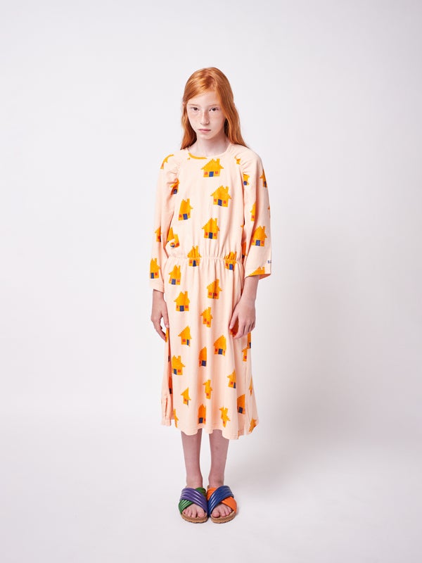 Bobo Choses - Brick House all over long sleeve dress (122AC102)