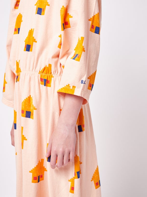 Bobo Choses - Brick House all over long sleeve dress (122AC102)