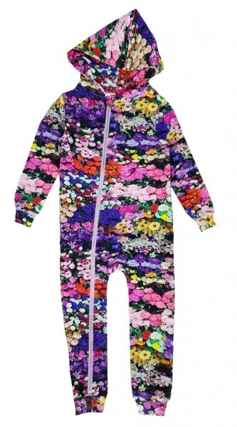 Romey Loves Lulu - Zipper Hooded Romper Faux Flowers