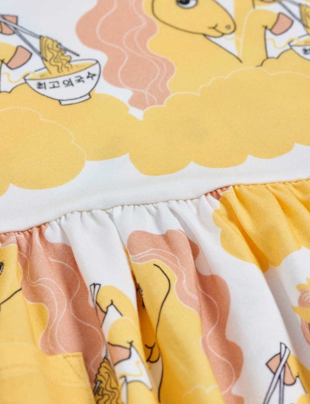 Mini Rodini - Unicorn noodles aop ss dress, Yellow