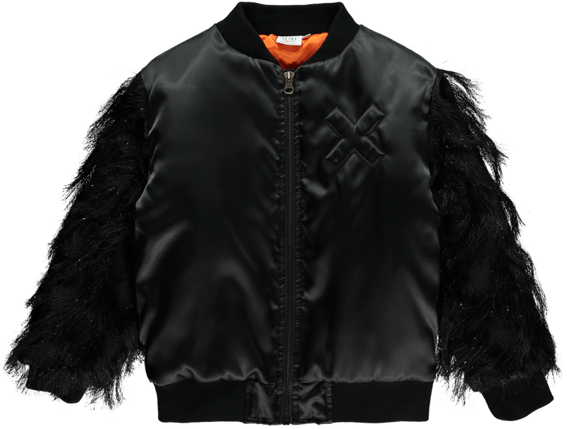 Beau LOves - Bomber fringed sleeves Loves, black