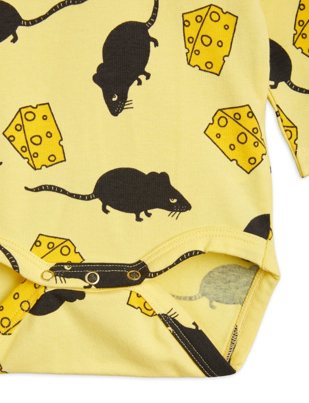 Mini Rodini - Mouse aop wrap body, Yellow