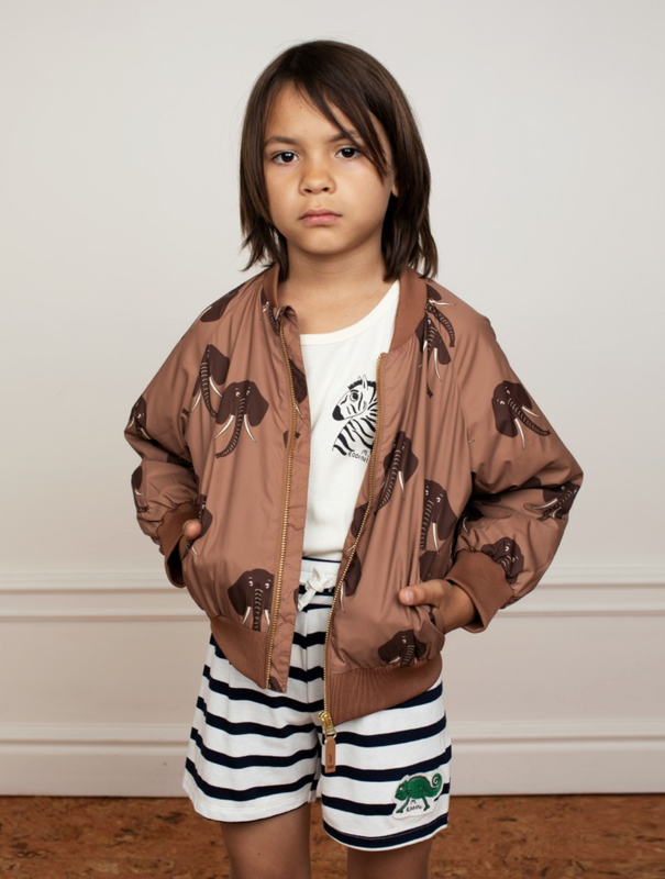 Mini Rodini - Elephants baseball jacket, Brown