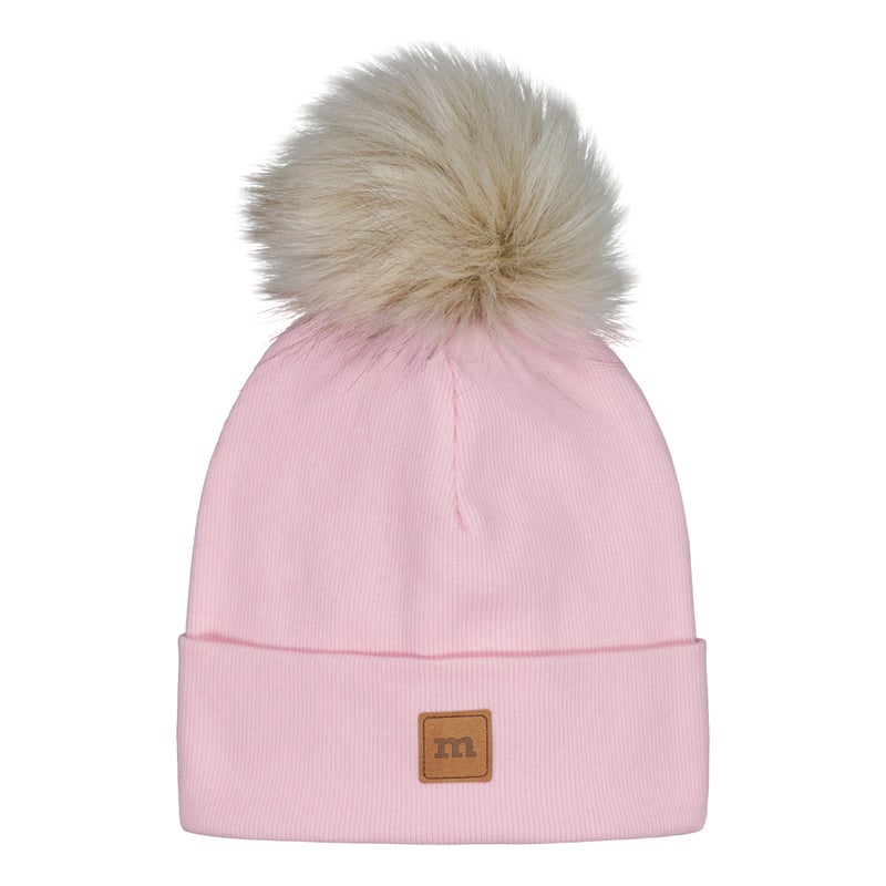 Metsola - Rib Beanie With Fur Pom/Pinkie