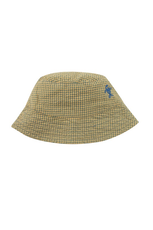 Tinycottons - CHECK BUCKET HAT, yellow / iris blue