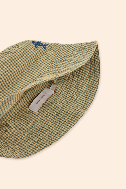 Tinycottons - CHECK BUCKET HAT, yellow / iris blue