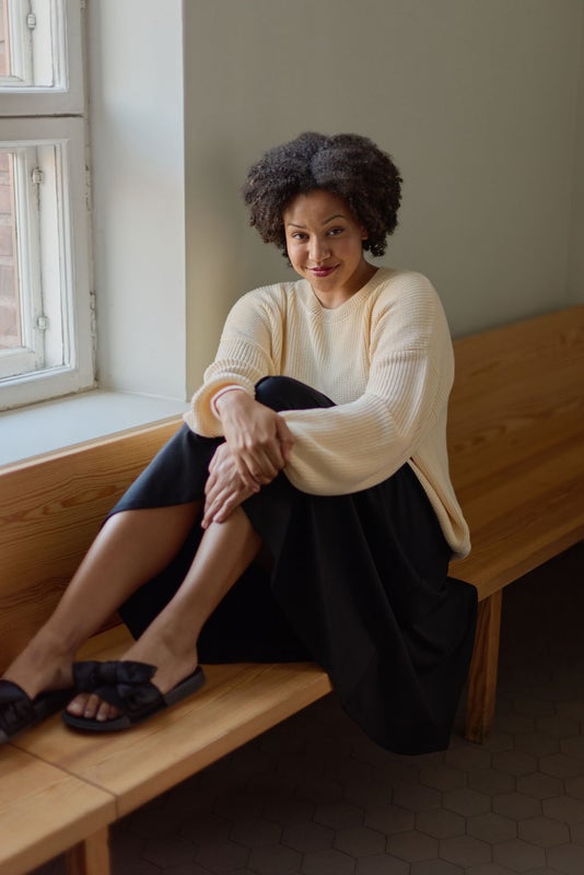 METSOLA - WOMENS COTTON KNIT JUMPER, MILKY