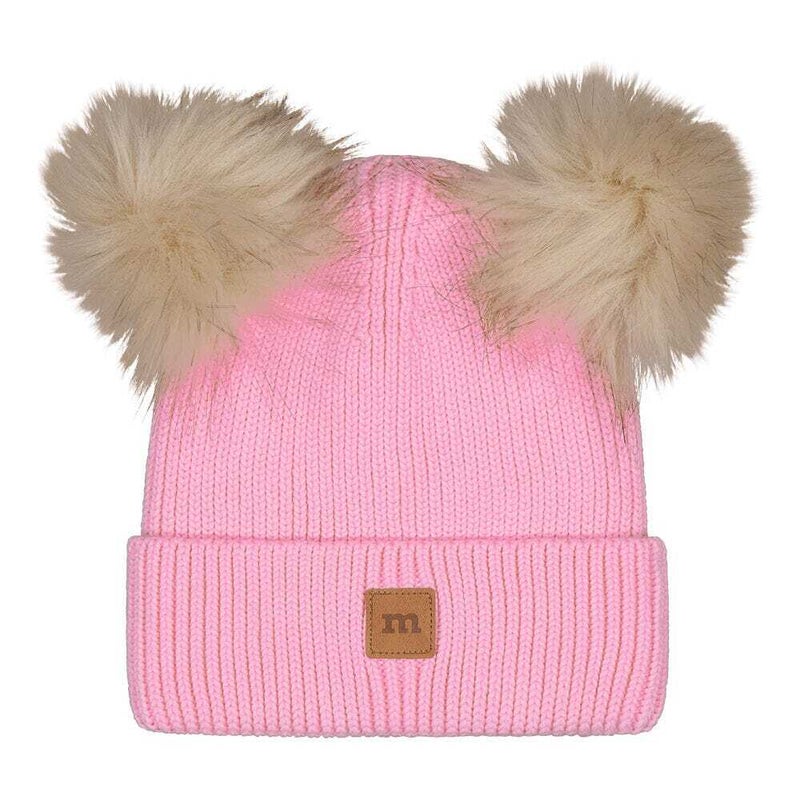 METSOLA - DOUBLE FUR POM BEANIE, PINKIE