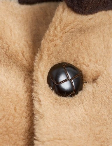 Mini Rodini -  E.T. striped faux fur coat, beige