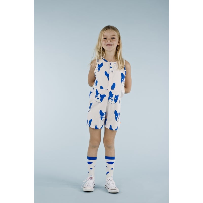 Tinycottons - Moujik face relaxed onepiece, pale pink/blue